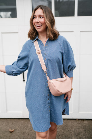 Stillwater Polka Dot Denim Shirt Dress
