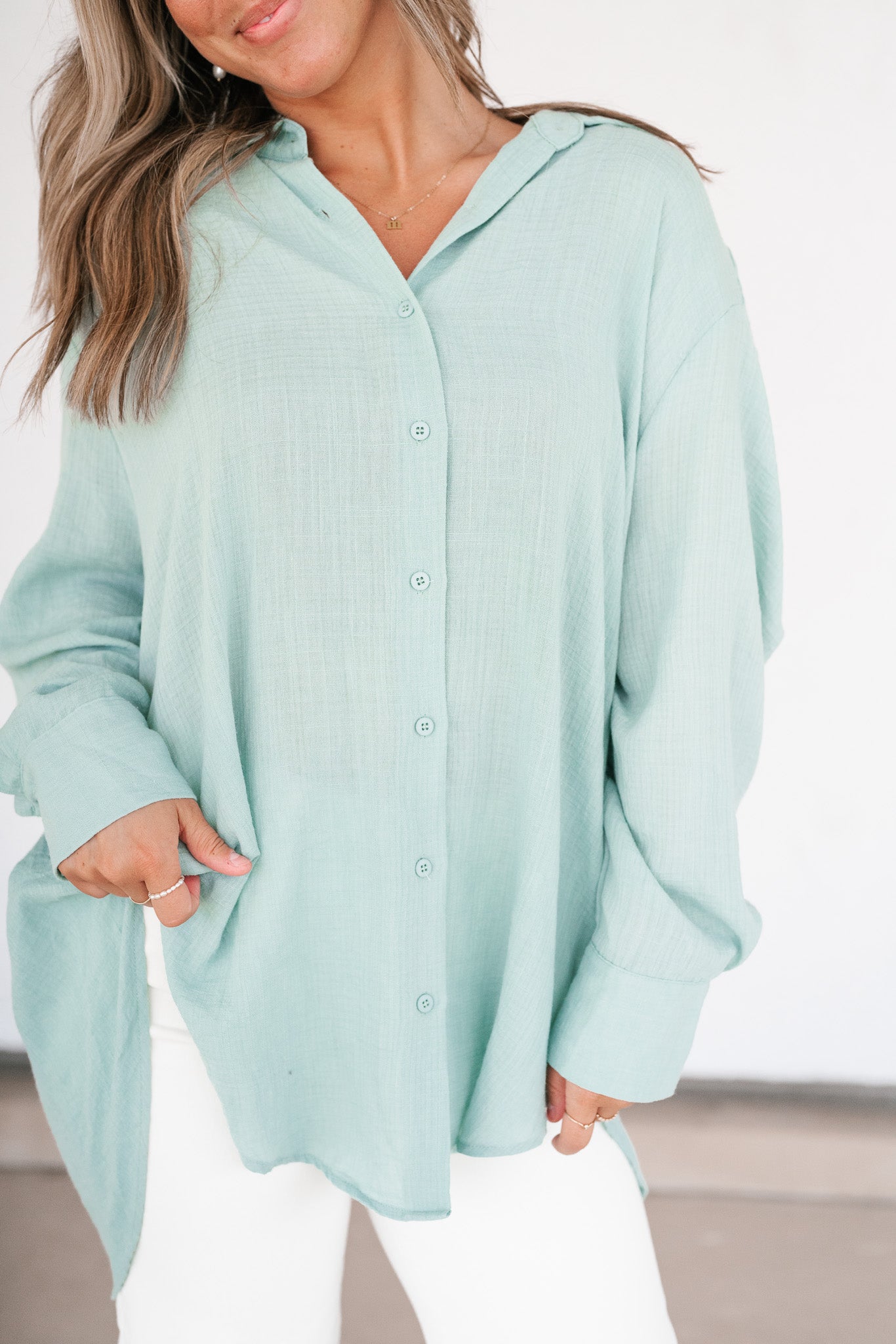 Lela Button Down - Mint