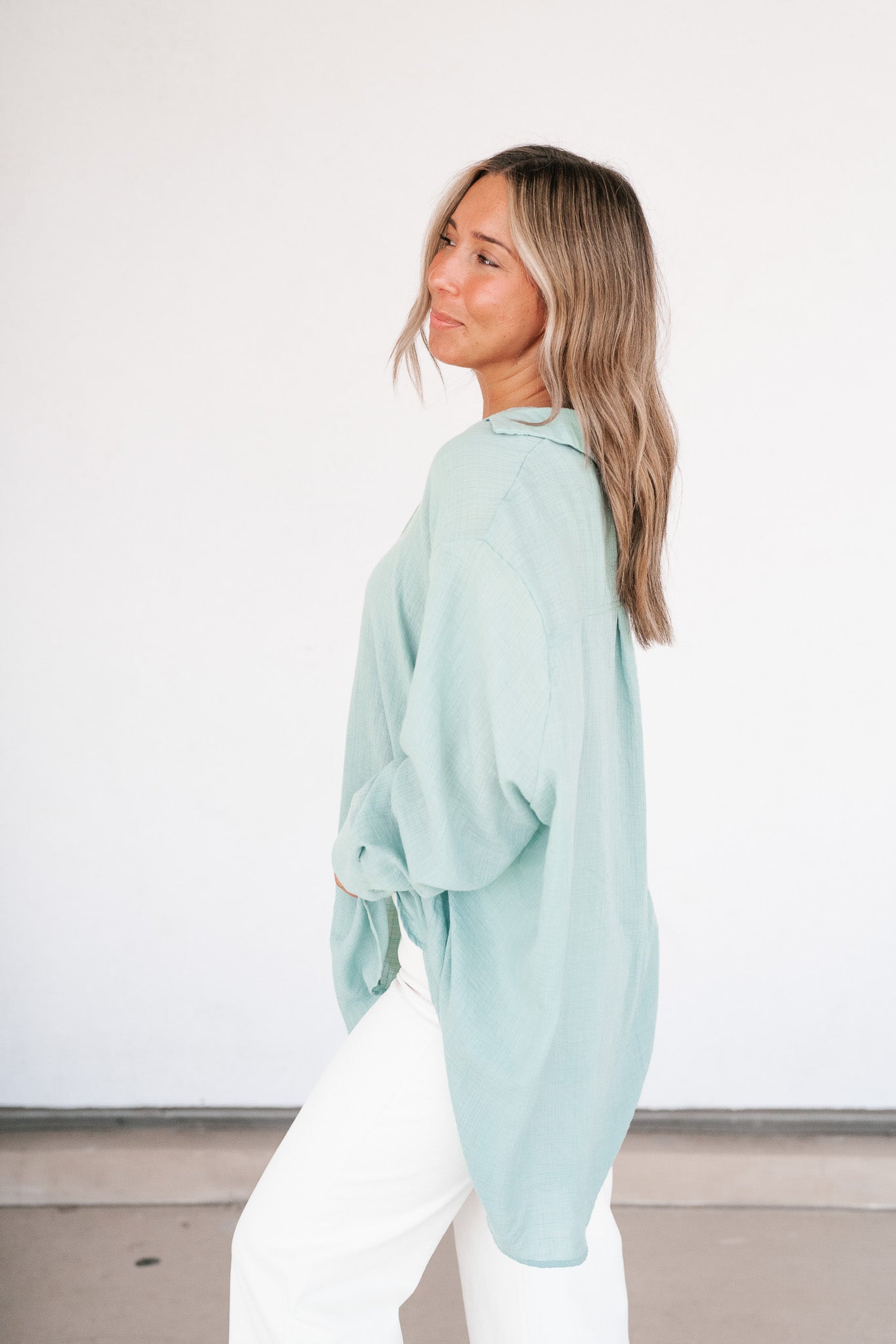 Lela Button Down - Mint