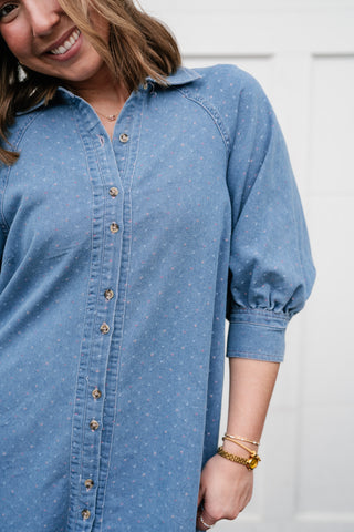 Stillwater Polka Dot Denim Shirt Dress