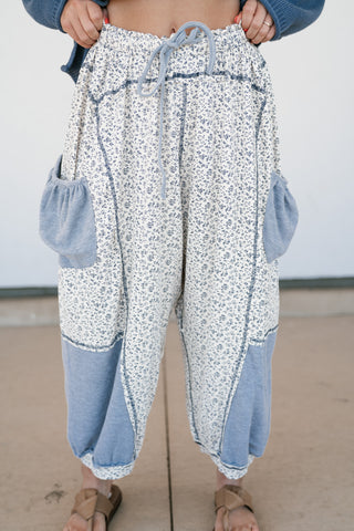 Always the Easy Choice Floral Balloon Pant - Grey