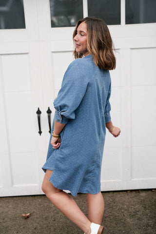 Stillwater Polka Dot Denim Shirt Dress