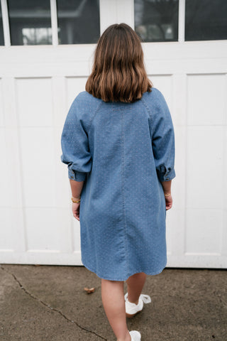 Stillwater Polka Dot Denim Shirt Dress