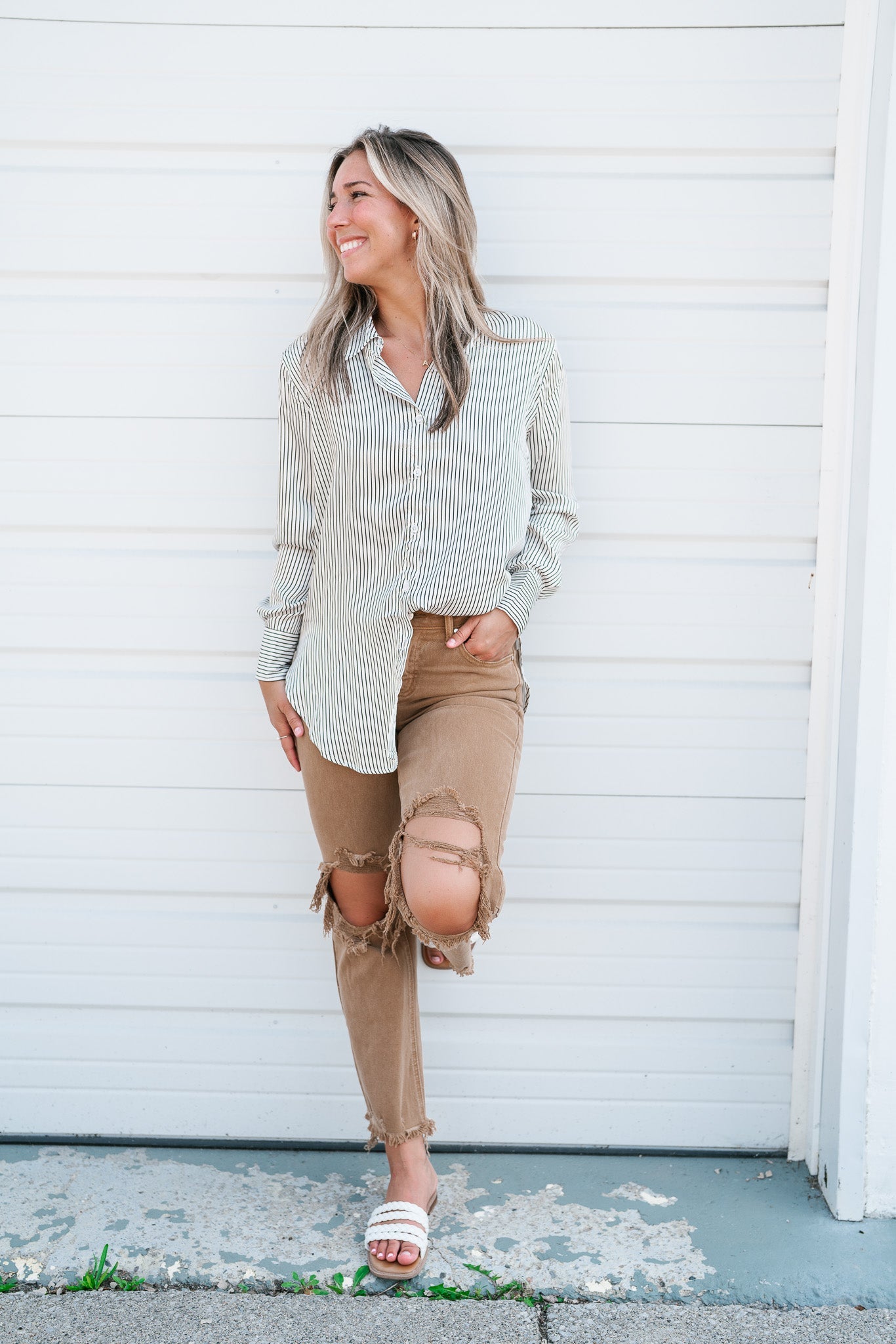 Take Charge Striped Button Up