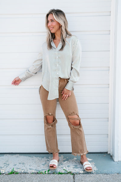 Take Charge Striped Button Up