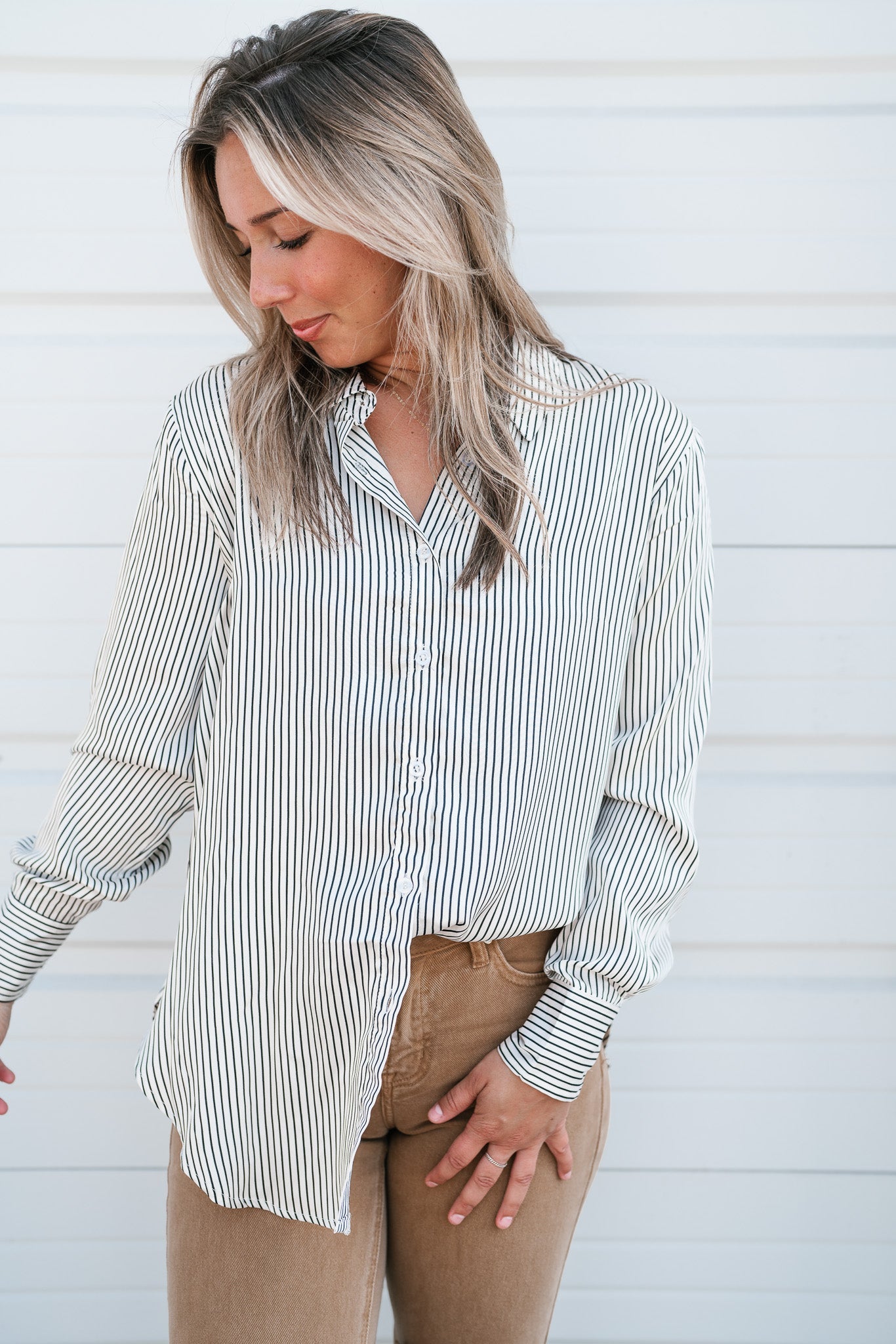 Take Charge Striped Button Up