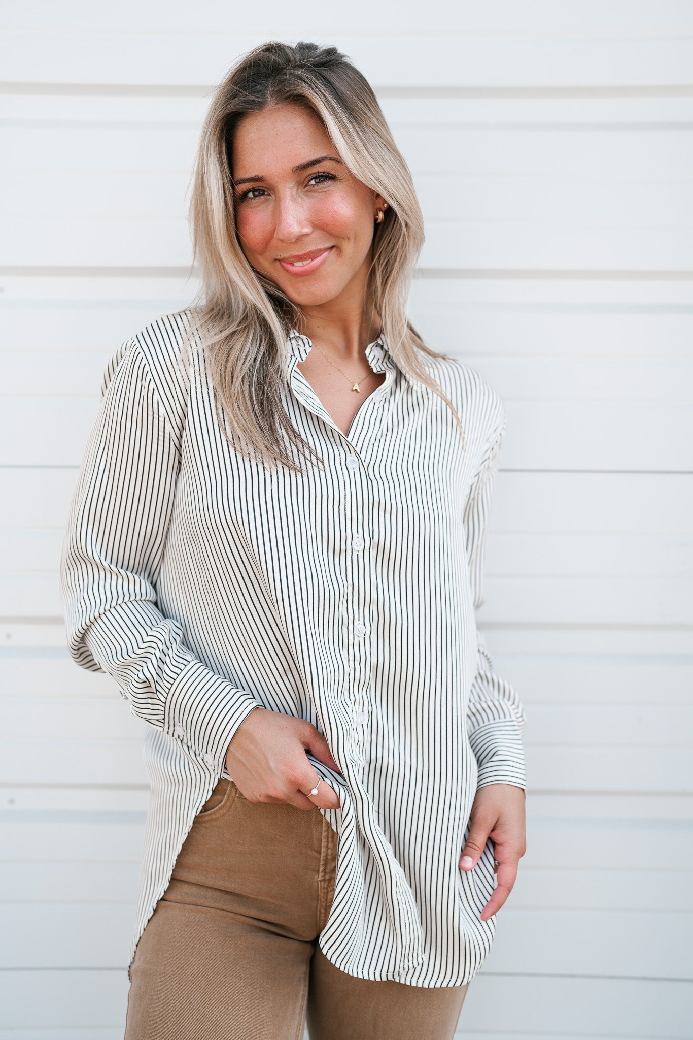 Take Charge Striped Button Up