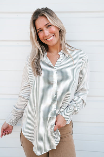 Take Charge Striped Button Up
