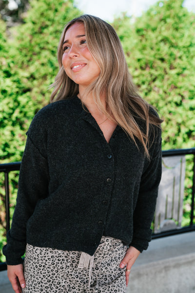 Charcoal Cozy Knit Sweater Cardi