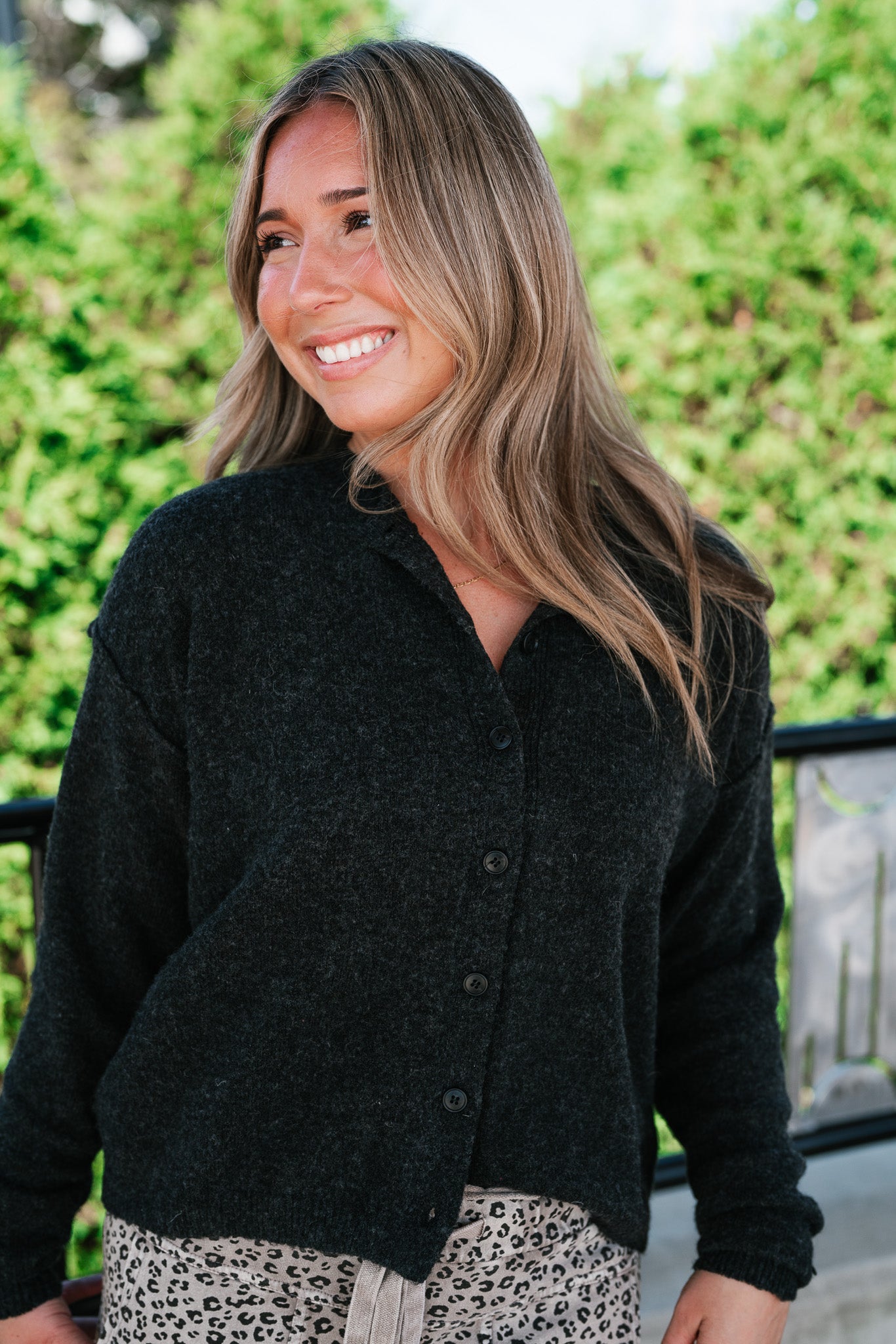 Charcoal Cozy Knit Sweater Cardi