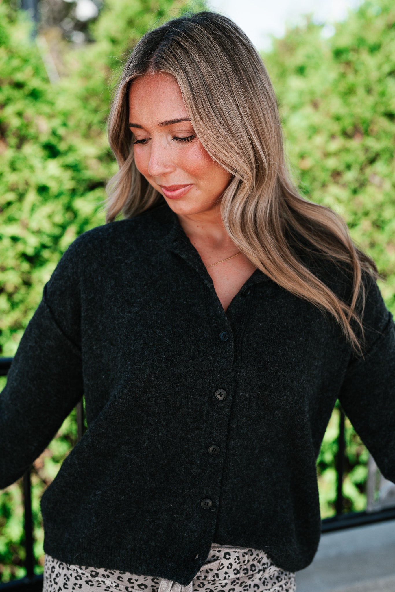 Charcoal Cozy Knit Sweater Cardi