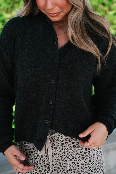 Charcoal Cozy Knit Sweater Cardi