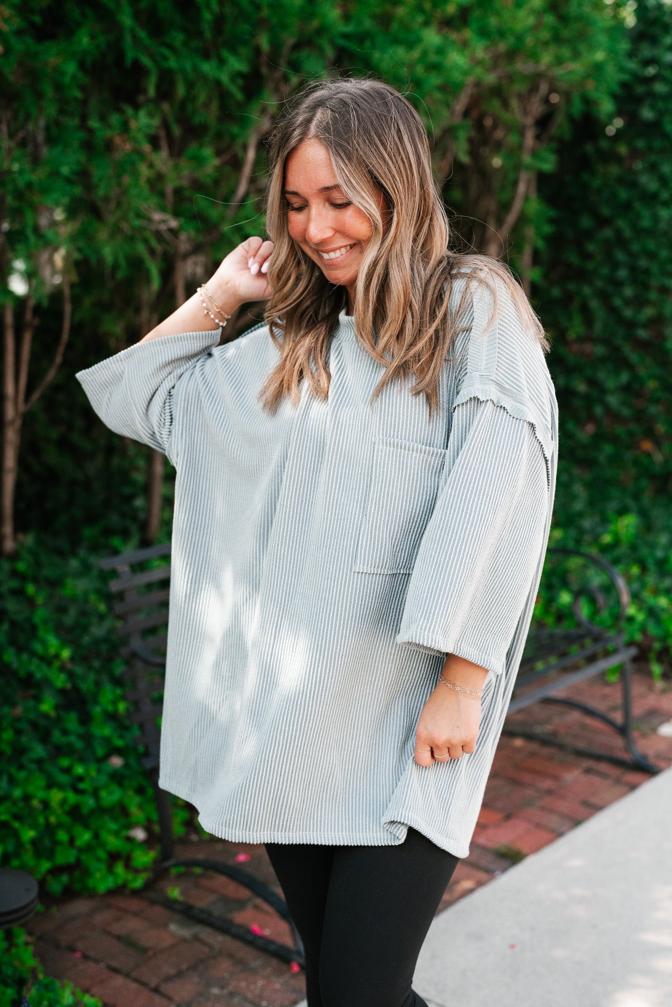 Forever Ideal Ribbed Top - Faded Teal