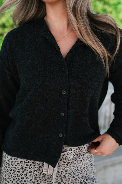 Charcoal Cozy Knit Sweater Cardi