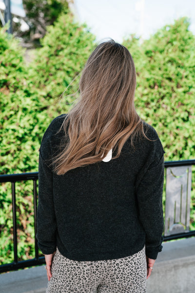Charcoal Cozy Knit Sweater Cardi