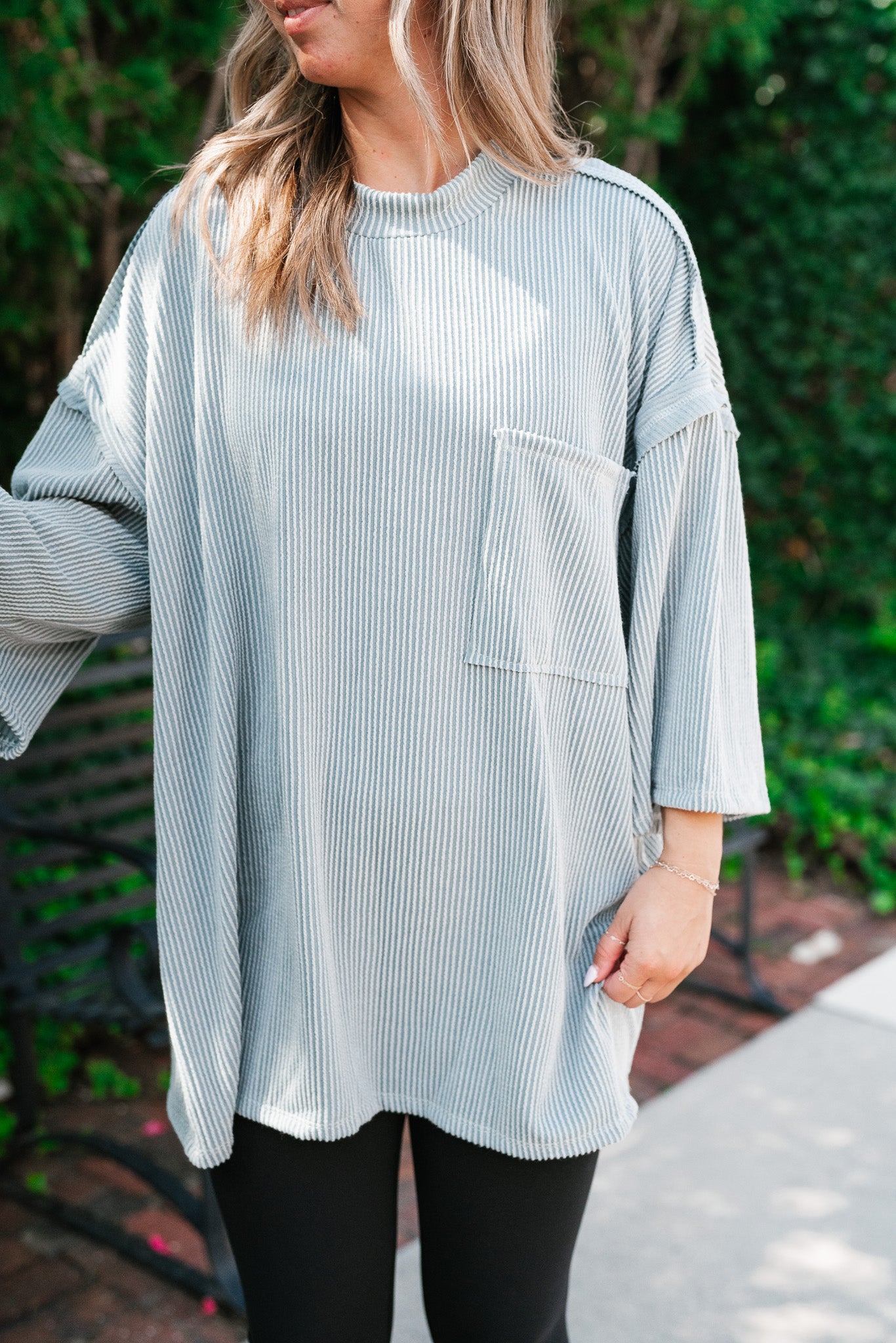 Forever Ideal Ribbed Top - Faded Teal