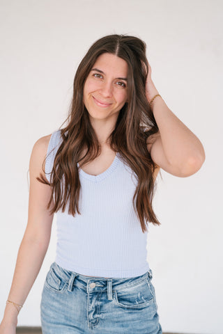 Refined Basics Ribbed Top - Sky Blue