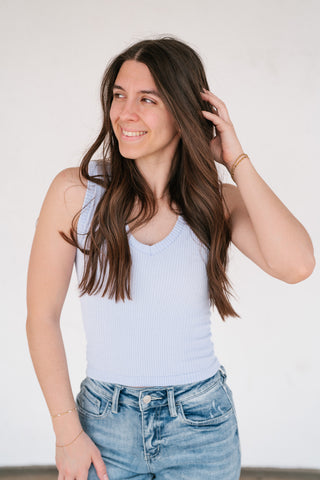 Refined Basics Ribbed Top - Sky Blue
