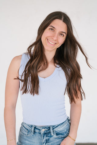 Refined Basics Ribbed Top - Sky Blue