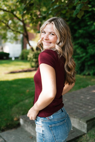 Next in Line Ribbed Button Down Top