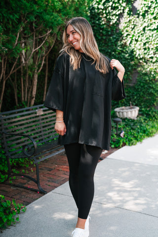 Forever Ideal Ribbed Top - Black