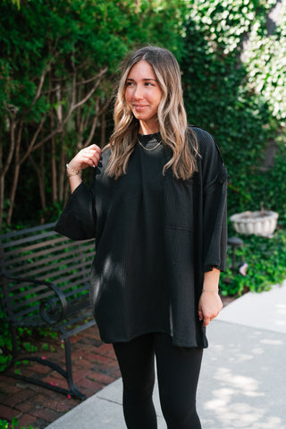Forever Ideal Ribbed Top - Black