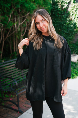 Forever Ideal Ribbed Top - Black