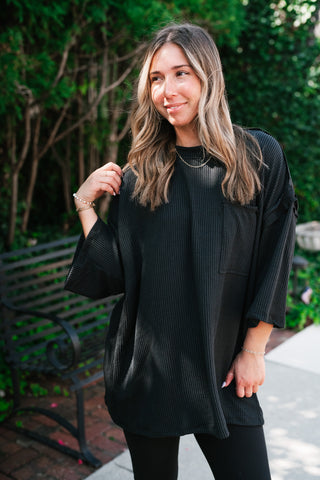 Forever Ideal Ribbed Top - Black