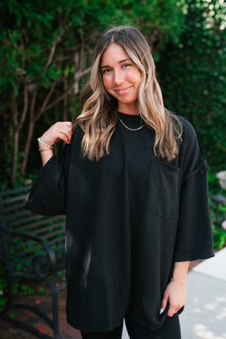 Forever Ideal Ribbed Top - Black
