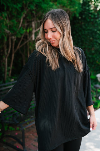 Forever Ideal Ribbed Top - Black