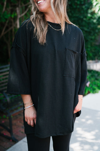 Forever Ideal Ribbed Top - Black