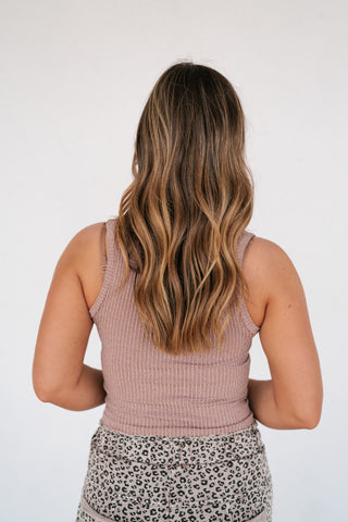 Refined Basics Ribbed Top - Mauve