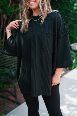 Forever Ideal Ribbed Top - Black