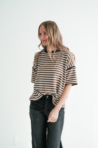 Daybreak Striped Top - Mocha