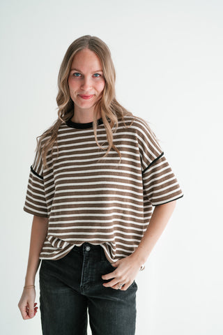 Daybreak Striped Top - Mocha