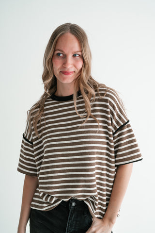 Daybreak Striped Top - Mocha