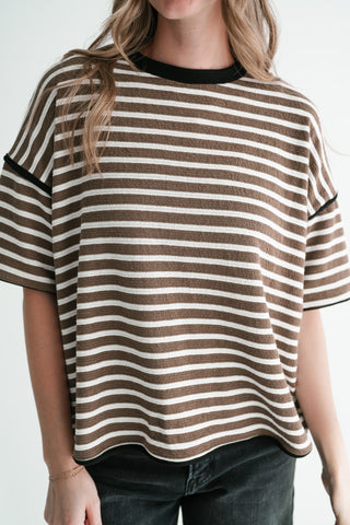 Daybreak Striped Top - Mocha