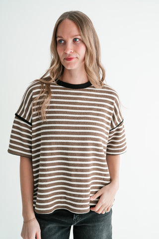Daybreak Striped Top - Mocha