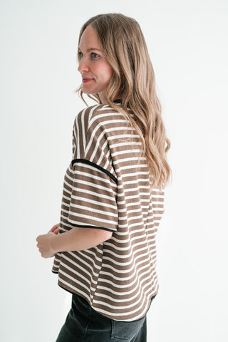 Daybreak Striped Top - Mocha