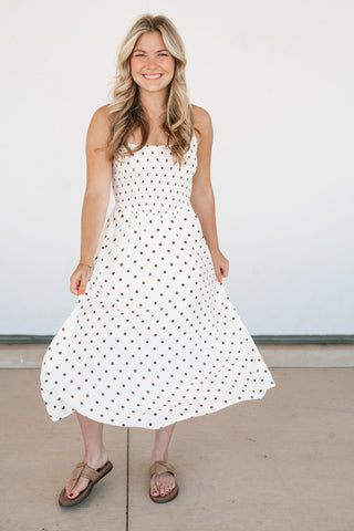 Sweet Spot Basque Waist Midi Dress - White
