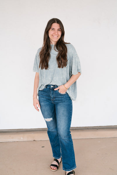 Summer Lovin Mineral Wash Tee - Blue Grey