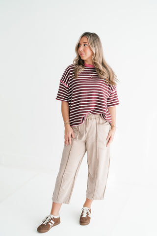 Daybreak Striped Top - Burgundy