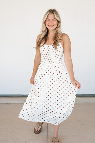 Sweet Spot Basque Waist Midi Dress - White