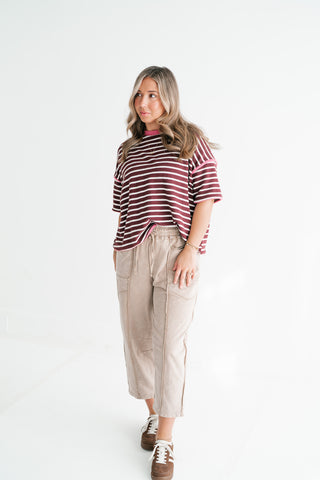 Daybreak Striped Top - Burgundy