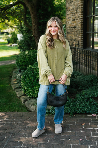 Change of Plans Knit Pullover - Matcha