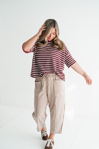 Daybreak Striped Top - Burgundy