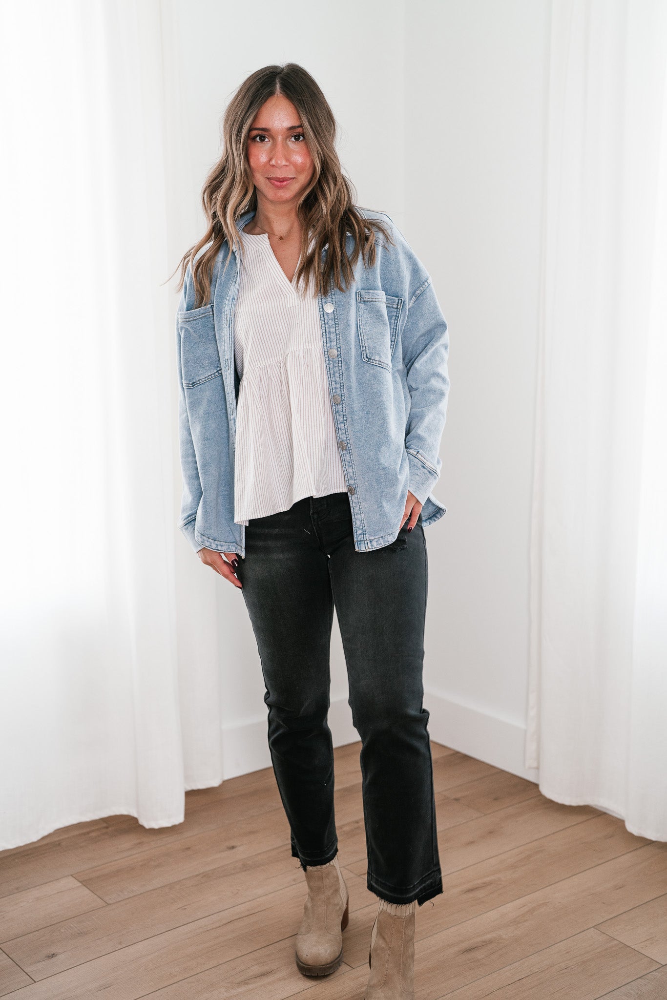 Sabrina Washed Soft Denim Button Up