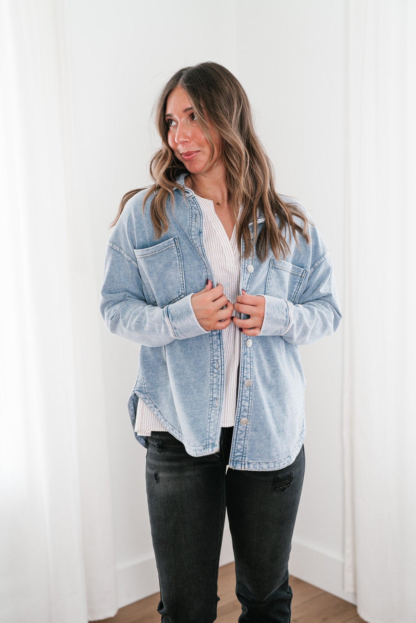 Sabrina Washed Soft Denim Button Up