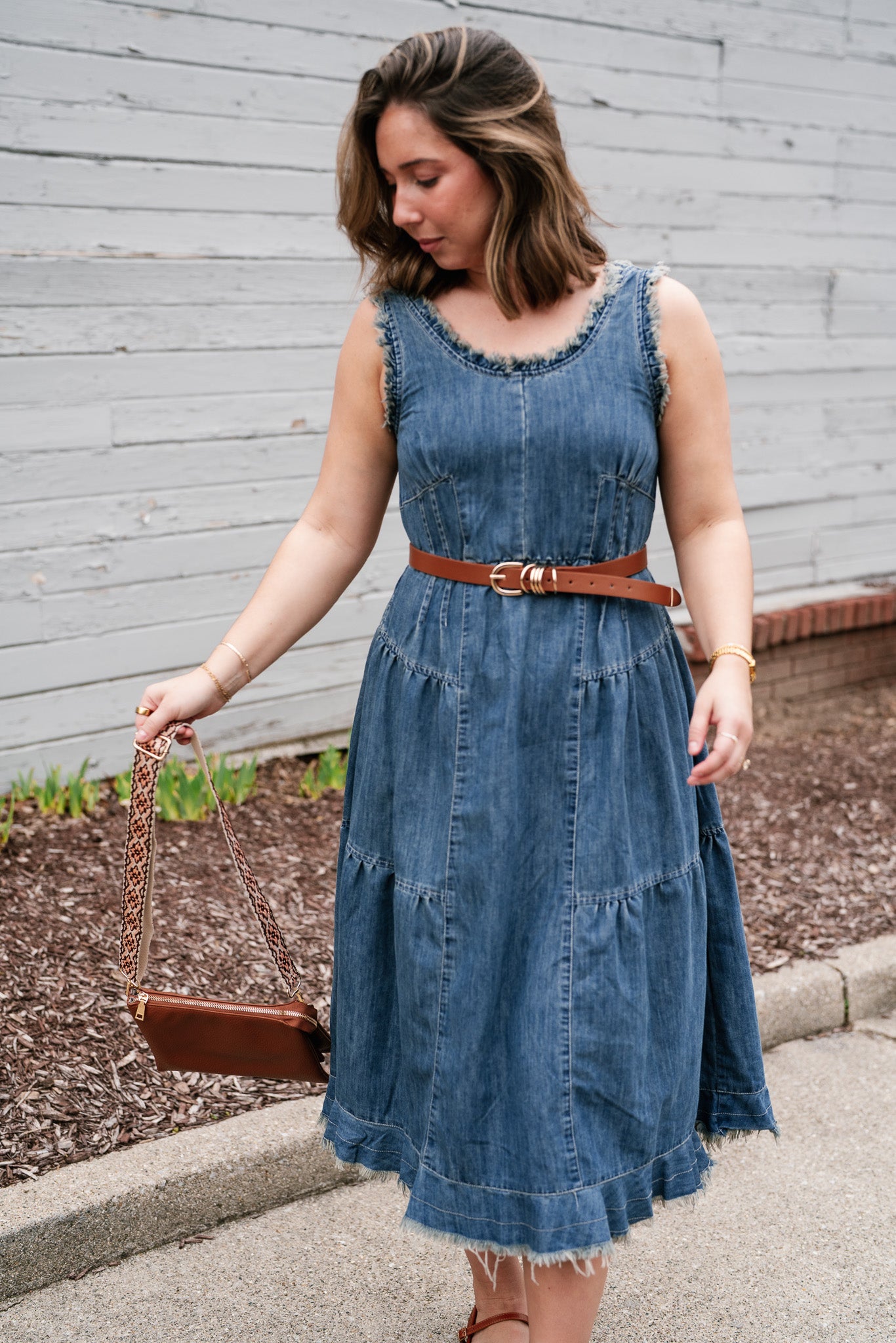 Blue Note Tiered Denim Dress Washed Denim / Medium