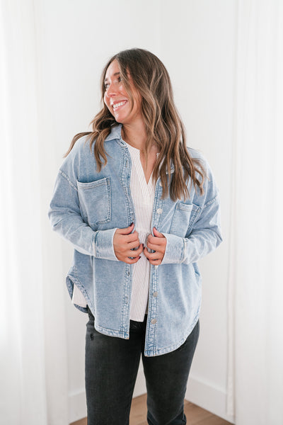 Sabrina Washed Soft Denim Button Up